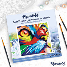 Carica l'immagine nel visualizzatore di Gallery, Mini Kit da Dipingere con i Numeri 20x20cm con cornice Felino Pop Art