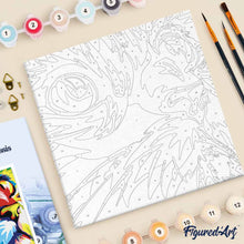 Carica l'immagine nel visualizzatore di Gallery, Mini Kit da Dipingere con i Numeri 20x20cm con cornice Felino Pop Art