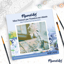 Carica l'immagine nel visualizzatore di Gallery, Mini Kit da Dipingere con i Numeri 20x20cm con cornice Fiore bianco