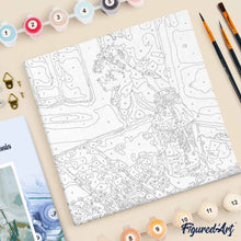 Carica l'immagine nel visualizzatore di Gallery, Mini Kit da Dipingere con i Numeri 20x20cm con cornice Fiore bianco