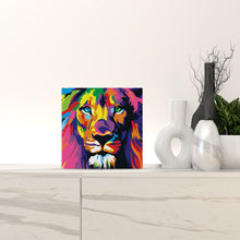 Carica l'immagine nel visualizzatore di Gallery, Mini Kit da Dipingere con i Numeri 20x20cm con cornice Leone Pop Art