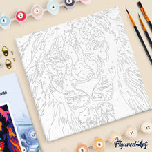 Carica l'immagine nel visualizzatore di Gallery, Mini Kit da Dipingere con i Numeri 20x20cm con cornice Leone Pop Art