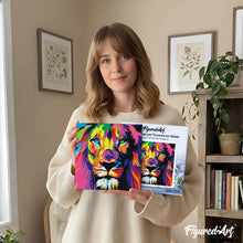 Carica l'immagine nel visualizzatore di Gallery, Mini Kit da Dipingere con i Numeri 20x20cm con cornice Leone Pop Art