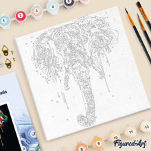 Carica l'immagine nel visualizzatore di Gallery, Mini Kit da Dipingere con i Numeri 20x20cm con cornice Elefante