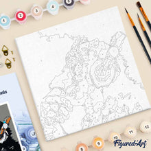 Carica l'immagine nel visualizzatore di Gallery, Mini Kit da Dipingere con i Numeri 20x20cm con cornice Scimmia con le cuffie