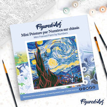 Carica l'immagine nel visualizzatore di Gallery, Mini Kit da Dipingere con i Numeri 20x20cm con cornice Notte stellata - Van Gogh