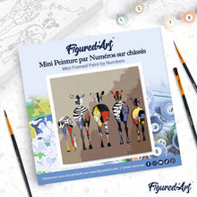 Carica l'immagine nel visualizzatore di Gallery, Mini Kit da Dipingere con i Numeri 20x20cm con cornice Famiglia di zebre