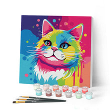 Carica l'immagine nel visualizzatore di Gallery, Mini Kit da Dipingere con i Numeri con cornice Gatto Pop Art Astratto