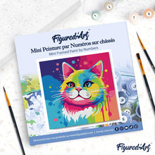 Carica l'immagine nel visualizzatore di Gallery, Mini Kit da Dipingere con i Numeri 20x20cm con cornice Gatto Pop Art Astratto