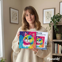 Carica l'immagine nel visualizzatore di Gallery, Mini Kit da Dipingere con i Numeri 20x20cm con cornice Gatto Pop Art Astratto