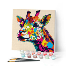 Carica l'immagine nel visualizzatore di Gallery, Mini Kit da Dipingere con i Numeri con cornice Giraffa Pop Art Astratta
