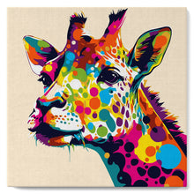 Carica l'immagine nel visualizzatore di Gallery, Mini Kit da Dipingere con i Numeri 20x20cm con cornice Giraffa Pop Art Astratta
