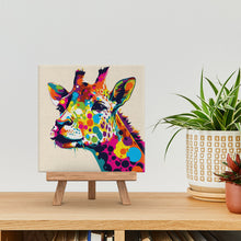 Carica l'immagine nel visualizzatore di Gallery, Mini Kit da Dipingere con i Numeri 20x20cm con cornice Giraffa Pop Art Astratta