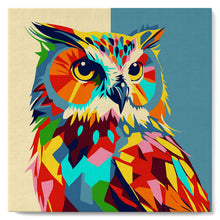 Carica l'immagine nel visualizzatore di Gallery, Mini Kit da Dipingere con i Numeri 20x20cm con cornice Gufo Pop Art Astratto