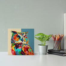 Carica l'immagine nel visualizzatore di Gallery, Mini Kit da Dipingere con i Numeri 20x20cm con cornice Gufo Pop Art Astratto