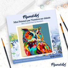 Carica l'immagine nel visualizzatore di Gallery, Mini Kit da Dipingere con i Numeri 20x20cm con cornice Gufo Pop Art Astratto