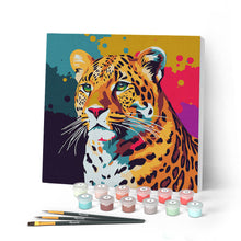 Carica l'immagine nel visualizzatore di Gallery, Mini Kit da Dipingere con i Numeri con cornice Leopardo Pop Art Astratto