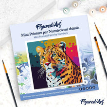 Carica l'immagine nel visualizzatore di Gallery, Mini Kit da Dipingere con i Numeri 20x20cm con cornice Leopardo Pop Art Astratto