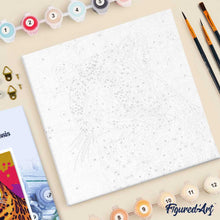 Carica l'immagine nel visualizzatore di Gallery, Mini Kit da Dipingere con i Numeri 20x20cm con cornice Leopardo Pop Art Astratto