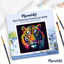 Carica l'immagine nel visualizzatore di Gallery, Mini Kit da Dipingere con i Numeri 20x20cm con cornice Tigre Pop Art Astratta