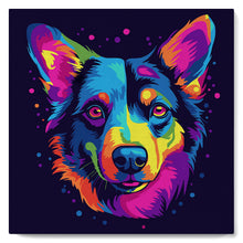 Carica l'immagine nel visualizzatore di Gallery, Mini Kit da Dipingere con i Numeri 20x20cm con cornice Cane Fluo Pop Art Astratto