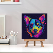 Carica l'immagine nel visualizzatore di Gallery, Mini Kit da Dipingere con i Numeri 20x20cm con cornice Cane Fluo Pop Art Astratto