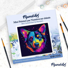 Carica l'immagine nel visualizzatore di Gallery, Mini Kit da Dipingere con i Numeri 20x20cm con cornice Cane Fluo Pop Art Astratto