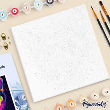 Carica l'immagine nel visualizzatore di Gallery, Mini Kit da Dipingere con i Numeri 20x20cm con cornice Cane Fluo Pop Art Astratto