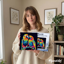 Carica l'immagine nel visualizzatore di Gallery, Mini Kit da Dipingere con i Numeri 20x20cm con cornice Pappagalli Pop Art Astratti