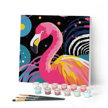 Carica l'immagine nel visualizzatore di Gallery, Mini Kit da Dipingere con i Numeri con cornice Fenicottero Pop Art Astratto