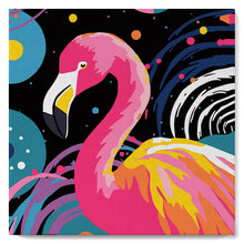 Carica l'immagine nel visualizzatore di Gallery, Mini Kit da Dipingere con i Numeri 20x20cm con cornice Fenicottero Pop Art Astratto