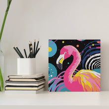 Carica l'immagine nel visualizzatore di Gallery, Mini Kit da Dipingere con i Numeri 20x20cm con cornice Fenicottero Pop Art Astratto