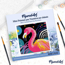 Carica l'immagine nel visualizzatore di Gallery, Mini Kit da Dipingere con i Numeri 20x20cm con cornice Fenicottero Pop Art Astratto