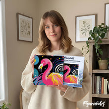 Carica l'immagine nel visualizzatore di Gallery, Mini Kit da Dipingere con i Numeri 20x20cm con cornice Fenicottero Pop Art Astratto