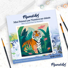Carica l'immagine nel visualizzatore di Gallery, Mini Kit da Dipingere con i Numeri 20x20cm con cornice Tigre del Bengala Tropicale