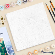 Carica l'immagine nel visualizzatore di Gallery, Mini Kit da Dipingere con i Numeri 20x20cm con cornice Tigre del Bengala Tropicale