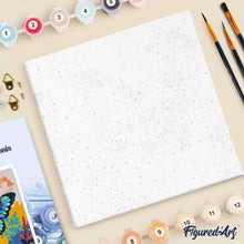 Carica l'immagine nel visualizzatore di Gallery, Mini Kit da Dipingere con i Numeri 20x20cm con cornice Farfalla Tropicale