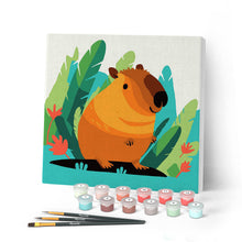 Carica l'immagine nel visualizzatore di Gallery, Mini Kit da Dipingere con i Numeri con cornice Capibara Tropicale