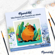 Carica l'immagine nel visualizzatore di Gallery, Mini Kit da Dipingere con i Numeri 20x20cm con cornice Capibara Tropicale