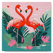 Carica l'immagine nel visualizzatore di Gallery, Mini Kit da Dipingere con i Numeri 20x20cm con cornice Fenicotteri Tropicali