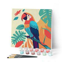 Carica l'immagine nel visualizzatore di Gallery, Mini Kit da Dipingere con i Numeri con cornice Pappagallo Tropicale