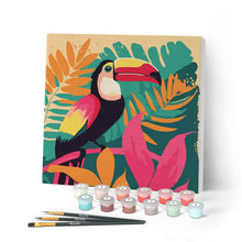 Carica l'immagine nel visualizzatore di Gallery, Mini Kit da Dipingere con i Numeri con cornice Tucano Tropicale
