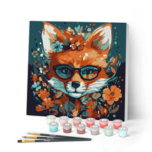 Carica l'immagine nel visualizzatore di Gallery, Mini Kit da Dipingere con i Numeri con cornice Volpe Fantasy con Fiori