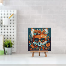 Carica l'immagine nel visualizzatore di Gallery, Mini Kit da Dipingere con i Numeri 20x20cm con cornice Volpe Fantasy con Fiori