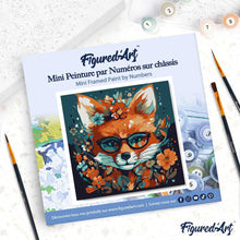 Carica l'immagine nel visualizzatore di Gallery, Mini Kit da Dipingere con i Numeri 20x20cm con cornice Volpe Fantasy con Fiori