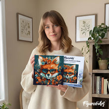 Carica l'immagine nel visualizzatore di Gallery, Mini Kit da Dipingere con i Numeri 20x20cm con cornice Volpe Fantasy con Fiori