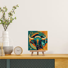 Carica l'immagine nel visualizzatore di Gallery, Mini Kit da Dipingere con i Numeri 20x20cm con cornice Toro Astratto Stile Art-Deco