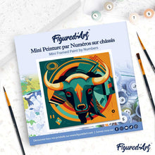 Carica l'immagine nel visualizzatore di Gallery, Mini Kit da Dipingere con i Numeri 20x20cm con cornice Toro Astratto Stile Art-Deco