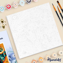 Carica l'immagine nel visualizzatore di Gallery, Mini Kit da Dipingere con i Numeri 20x20cm con cornice Toro Astratto Stile Art-Deco