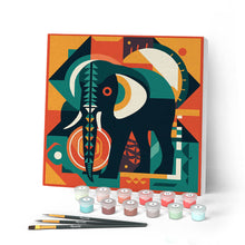 Carica l'immagine nel visualizzatore di Gallery, Mini Kit da Dipingere con i Numeri con cornice Elefante Astratto Stile Art-Deco